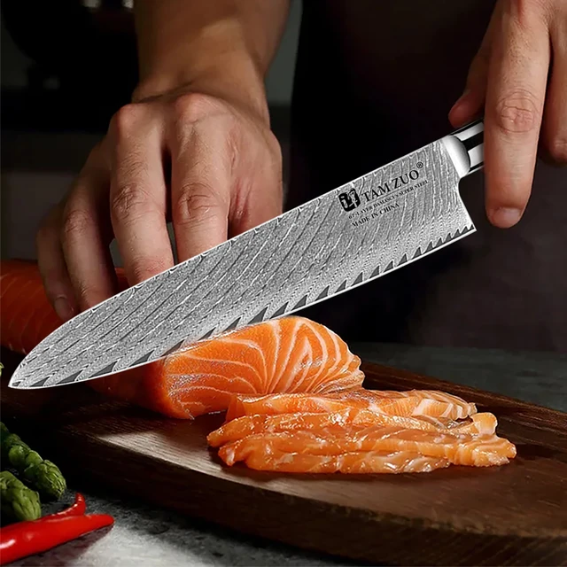 มีดดาบัสกัส มีดเชฟ เหล็ก VG10 ญี่ปุ่น 67 ชั้น มีดปังตอ มีดปอกเปลือก มีดหั่นขนมปัง มีดซันโตะกุ ด้ามเรซิ่น พร้อมกล่องของขวัญ 4