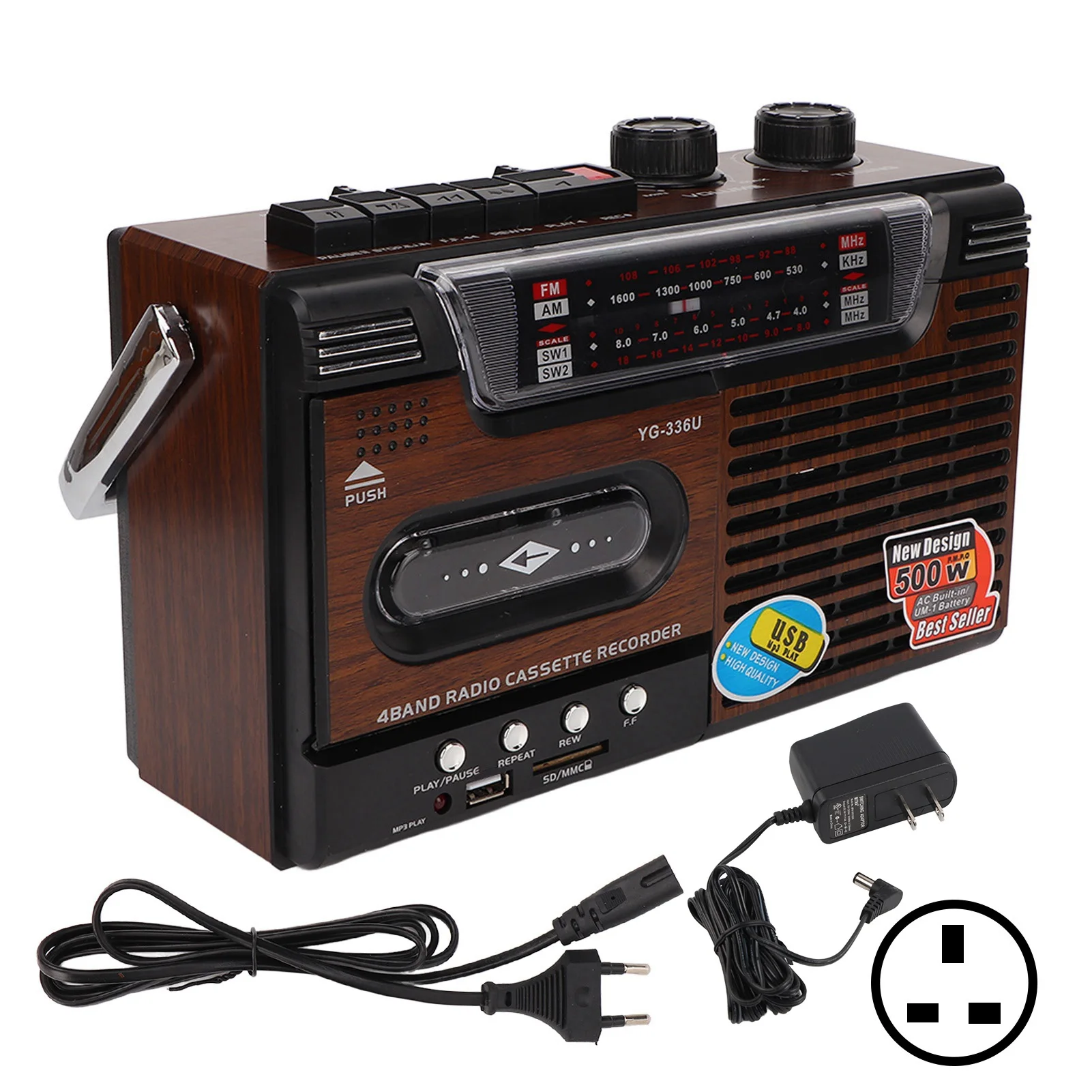 Cassette Player AM FM Radio Support Storage Card Noiseless Multifunctional Portable Strong Cassette Player for Elderly