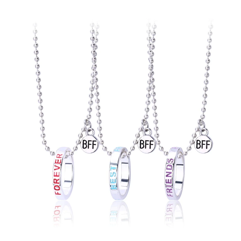 3 Pieces/set Forever Best Friends Bff Ring Pendant Necklaces Children