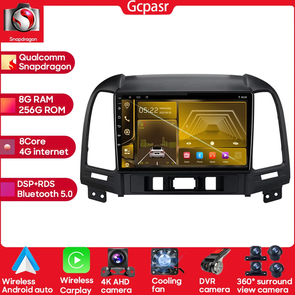 

Qualcomm Snapdragon Android 13 Stereo Head Unit For Hyundai Santa Fe 2 2006 - 2012 DSP Navigation GPS No 2din DVD Carplay BT RDS