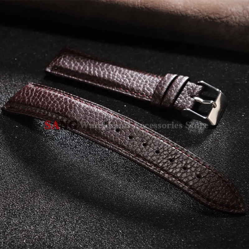 Litchi Pattern Leather Watch Band Bracelet - Versatile Sport Wrist Strap