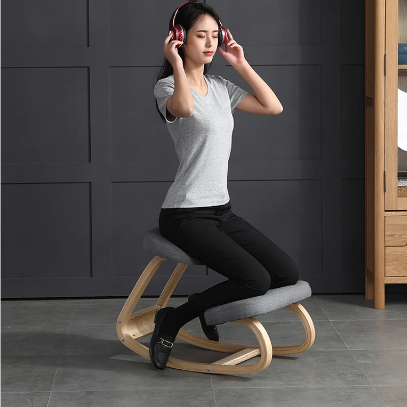 

Home Office Ergonomic Kneeling Chair Rocking Balancing Wood Comfortable Kneel Stool for Improving Posture Relieve Knee Pressure