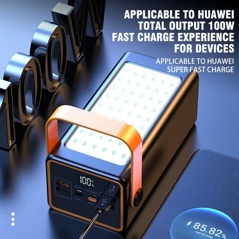 

100%New Original Power Bank 200mAh High Capacity 66W FastCharger for IPhone Laptop Batterie Externe LED Camping Light Flashlight