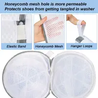 Shoes Wash Bags Sneaker Mesh Washing Bag Shoe Cleaning Laundry Bag Gray Zipper 125 Honeycomb Fabric for Gym Shoes Sneaker 2