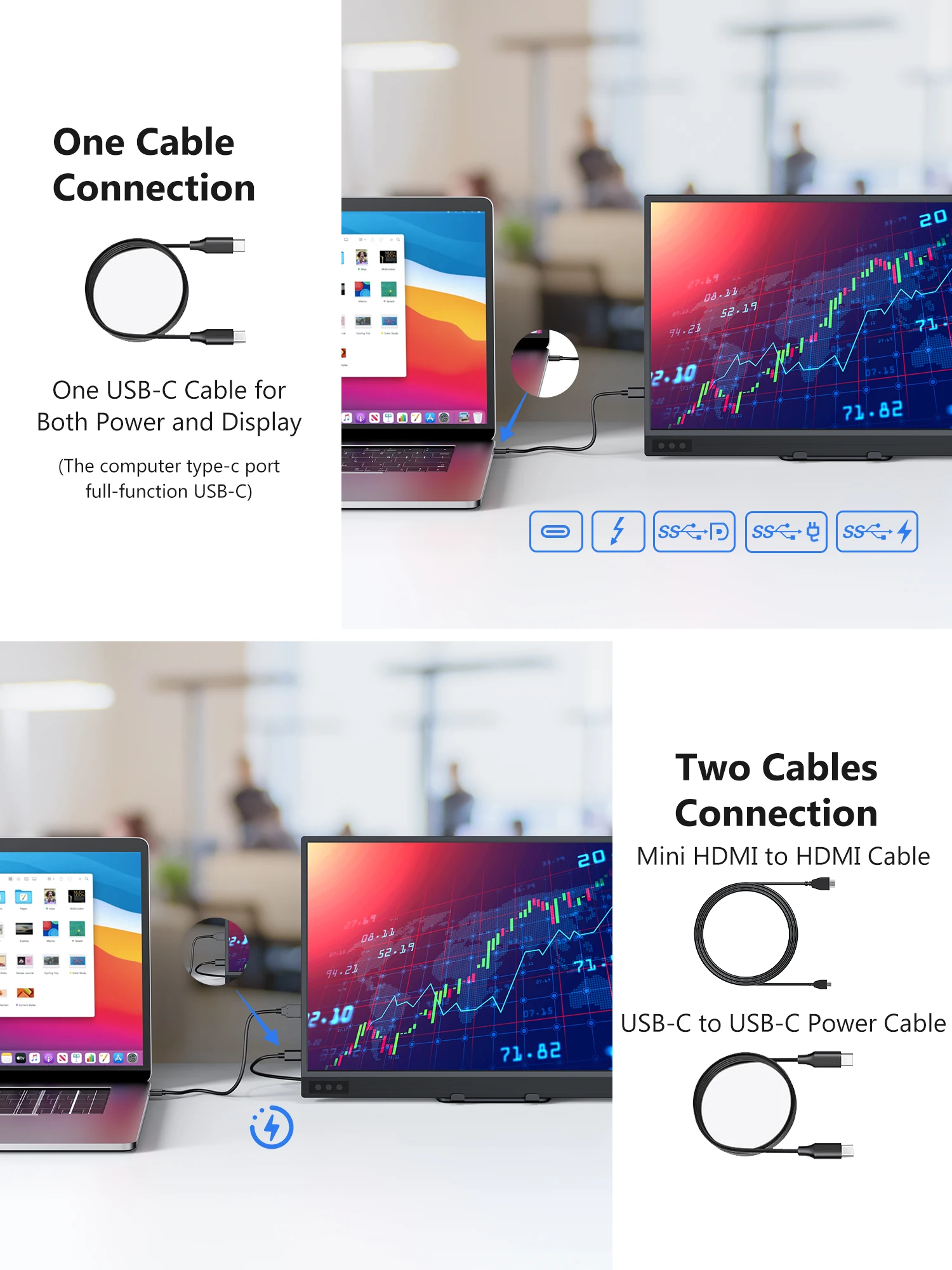 Amoudo 15.6 بوصة شاشة محمولة 1920x1080P تمديد عرض...