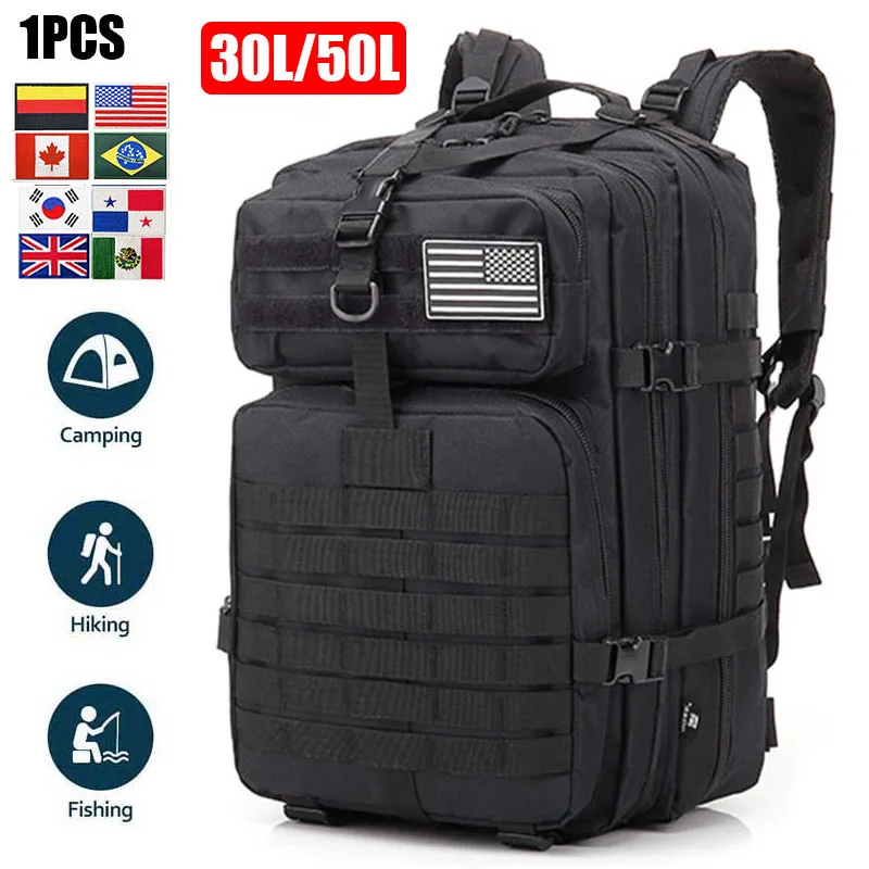 밀리터리백팩 남성용 야외 하이킹 백팩, 캠핑 및 스포츠용 배낭, 군사 및 사냥용 배낭, 30L 또는 50L 밀리터리백팩 남성용 야외 하이킹 백팩, 캠핑 및 스포츠용 배낭, 군사 및 사냥용 배낭, 30L 또는 50L