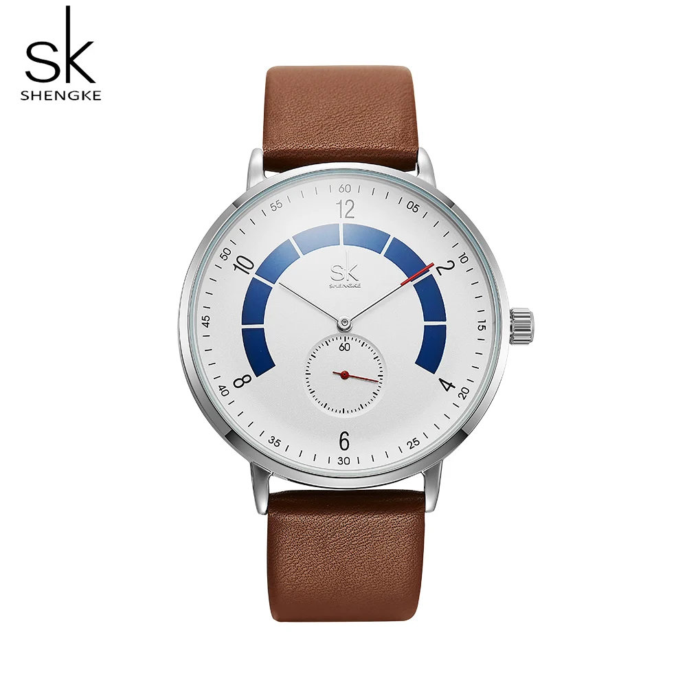 Shengke Men Watches Brand Men's Causal Waterproof Quartz Watch Leather Male Fashion Sport Wristwatch Relogio Masculino