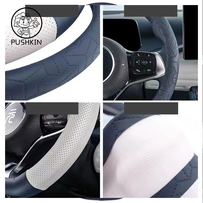 Automobile Leather Hand Sewn Steering Wheel Cover For BYD ATTO 3  Accessories 2022-2023 Interior Protection Decoration