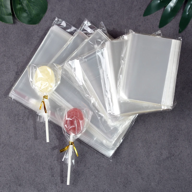 TETP 100Pcs Clear Top Open Bag Thicken Cellophane Handmade Cookies Candy Lollipop Packaging Favors Gift Decoration OPP Plastic 6