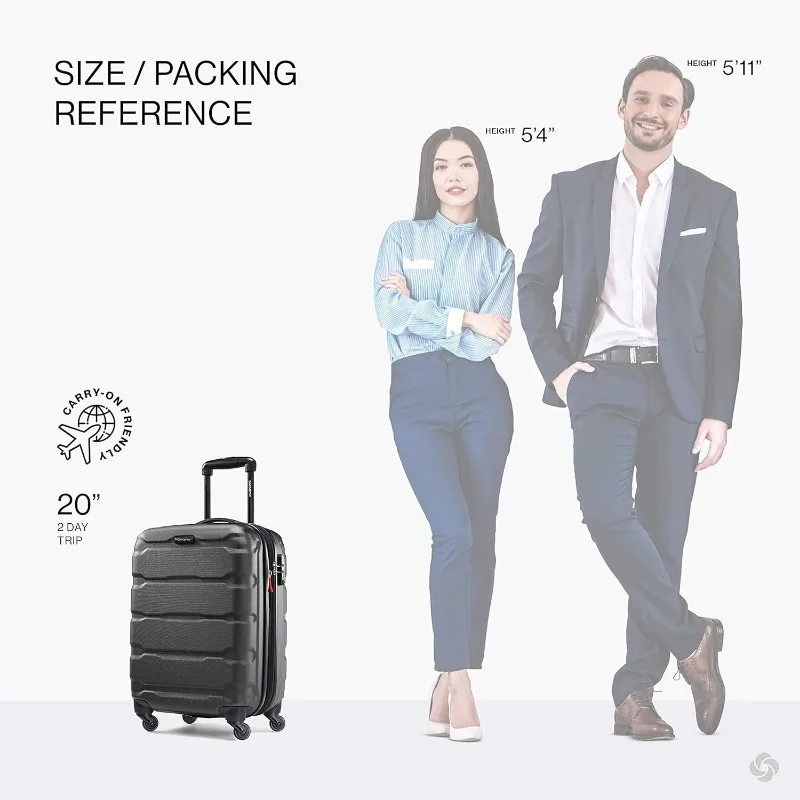 Samsonite Omni PC Hardside Expandable Luggage with Spinner Wheels, 3-Piece Set (20/24/28), Black 3