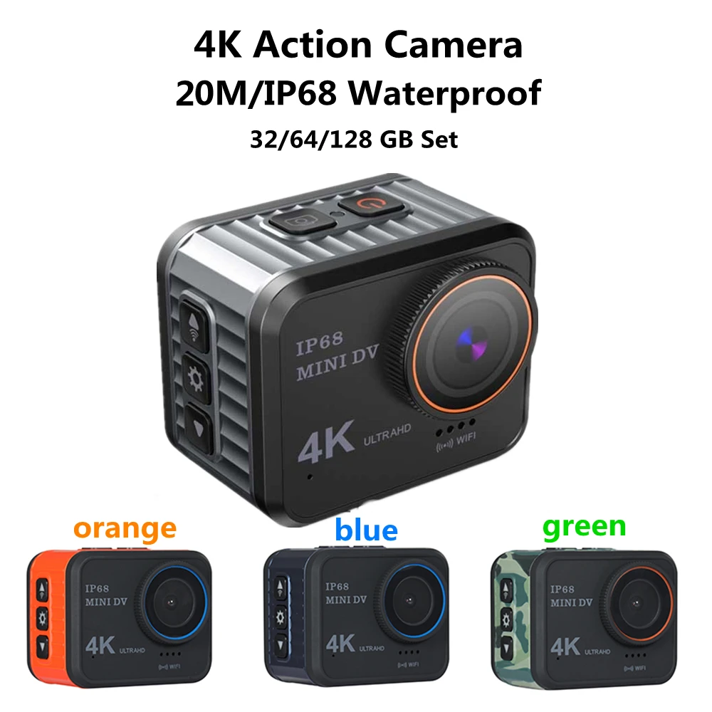 4K Ultra Hd Mini Action Camera 10M Impermeabile 4K Sports Camera Dash Cam Videocamera Per Registrazione Action Camera 4K Action Cam Con Tf