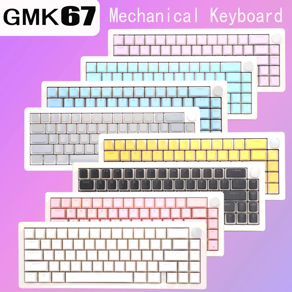 

Wireless Mechanical Keyboard GMK67 Hot Swap Pudding Keycap Panda Switch Gasket Bluetooth 2.4G Customized Keyboard RGB Backlit
