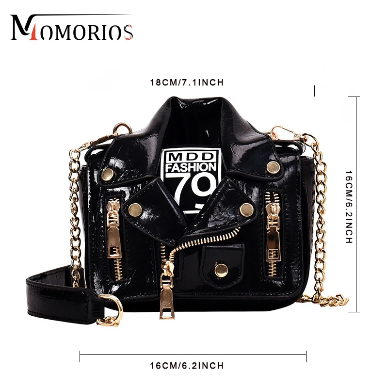Luxury Designer PU Leather Rivet Zipper Mini Jacket Bag Fashion ...