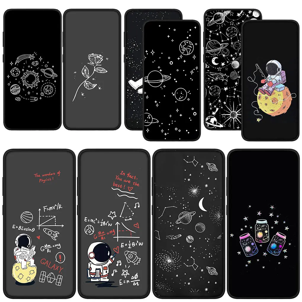 Universe Galaxy Moon Astronaut Stars Cover Phone Case Per Samsung Galaxy A10 A20 A22 A30 A31 A32 A50 A51 A52 A53 A72 A33 A71