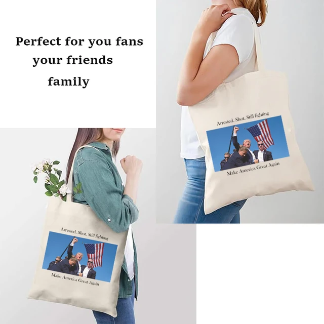 Personalized Donald Trump 2024 Survived Shot At Election Rally Canvas Bag Reusable Handbags Shopping Funny Pro Trump Tote Bag 4