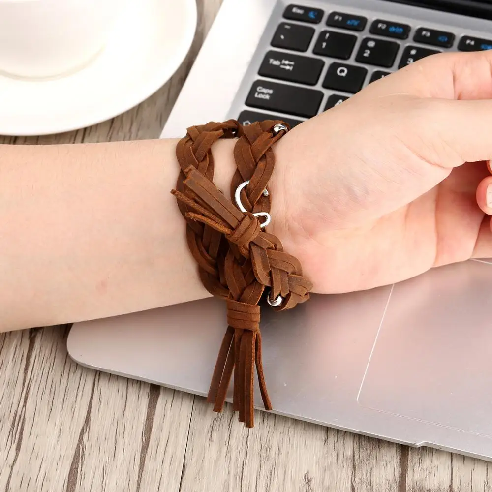 Leather strap For Apple Watch Ultra 8 7 49mm 45mm 41mm Series 6 5 4 SE 44mm 40mm Women Double Braided Wristband For iwatch 42mm