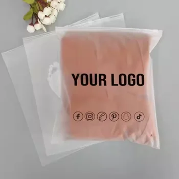 Frosted Zipper Bag Custom Printed Logo Lingerie Packaging Bag Reusable Travel Bag Thickened Self-Sealing Bag Party Gift Bag 1