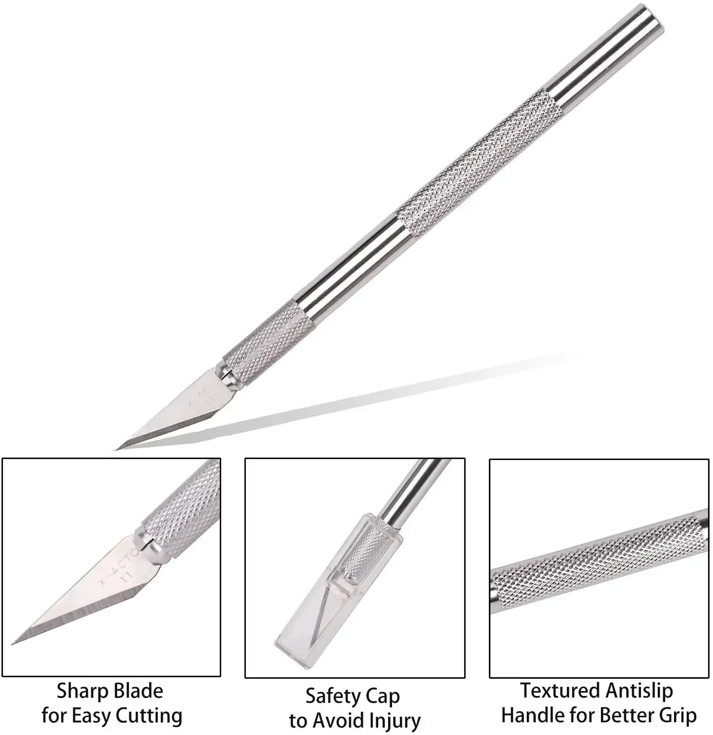 Metal Pen Knife Small Carving Craft Knife Kit Non-Slip Safety Engraving Cutter Carving Sculpture Paper Cut Handicraft Tools