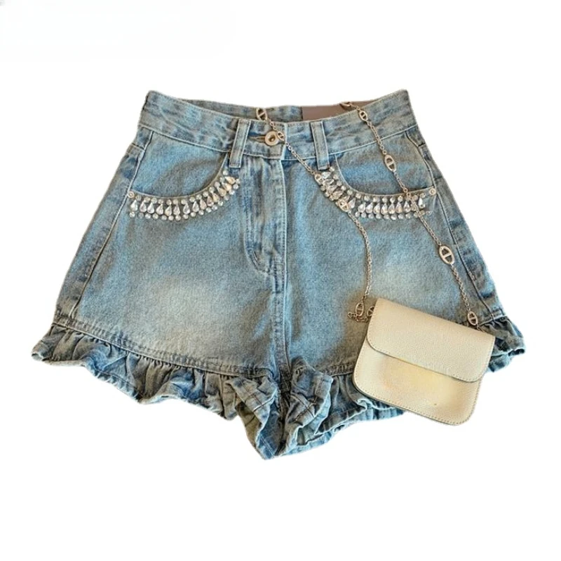 bolsos-femininos-de-strass-shorts-jeans-babados-cintura-alta-calca-quente-combinando-tudo-shorts-de-rua-estilo-coreano-verao-2024