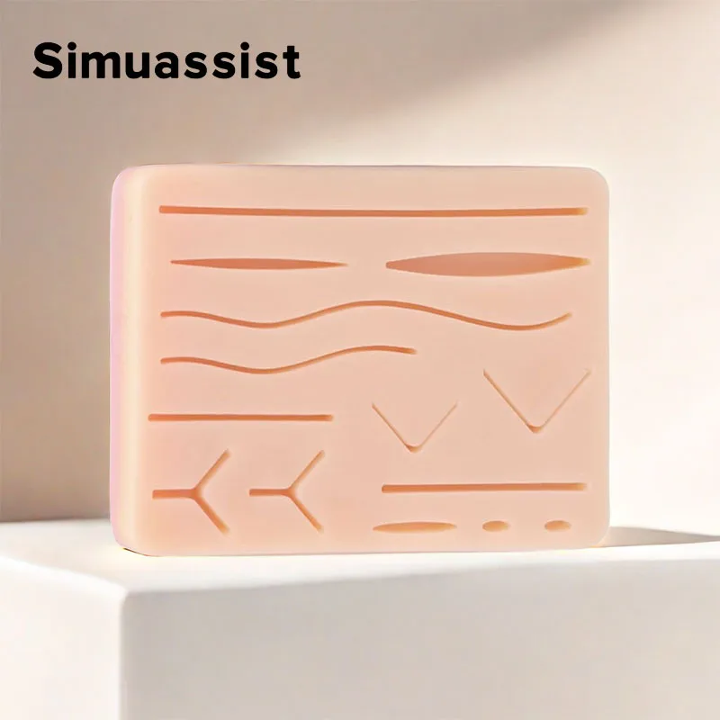 Suture Practice Kit Suture Practice Pad Traumatic Skin Suture Model with Wound Silicone Reusable Surgical Knotting Silicone Teaching Model