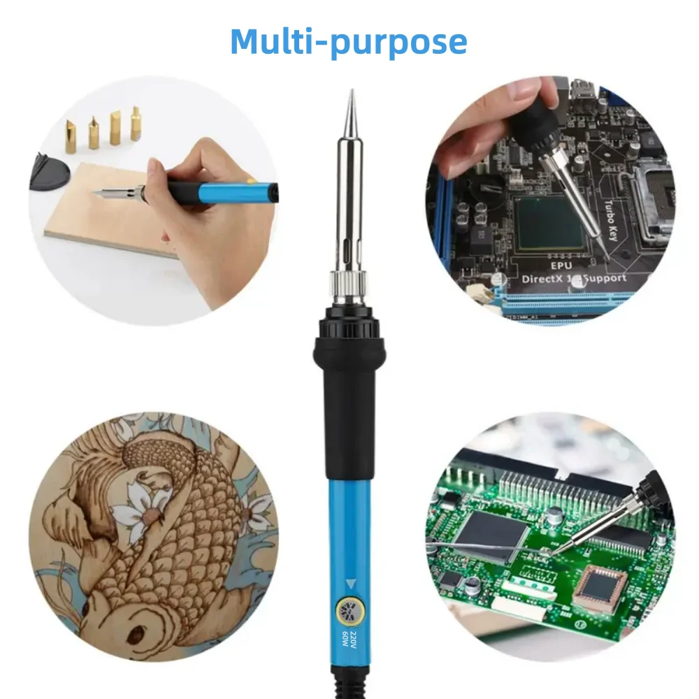 Soldering Iron 60W Pyrography Tool Kit Wood Embossing Burning Carving Adjustable Temperature
