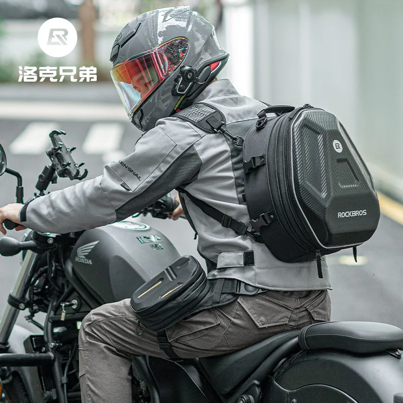 

ROCKBROS Motorcycle Helmet Bicycle Storage Bag Carbon Fiber Hard Shell Rear Seat Bag Handbag Backpack Electric Bike Trunk Bag