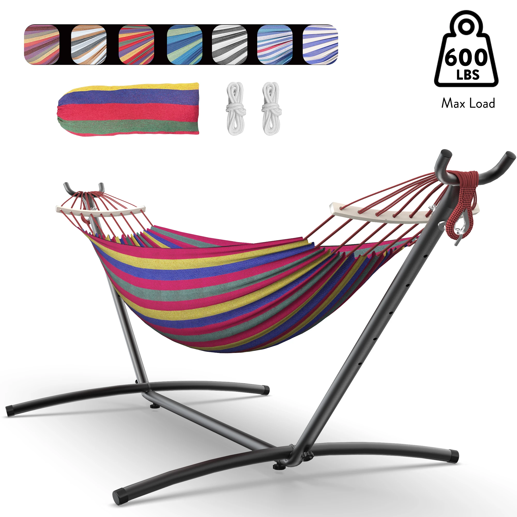Gyroor Adjustable Stand Hammock - 600lb Capacity Stylish Hammock Bed with Storage Bag for Outdoor Relaxation — Red