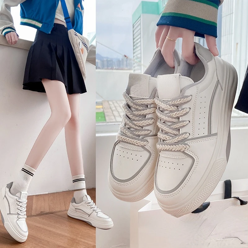 

Новинка весна-осень 2023, модные маленькие белые туфли, удобные повседневные спортивные женские туфли на шнуровке с круглым носком для студентов