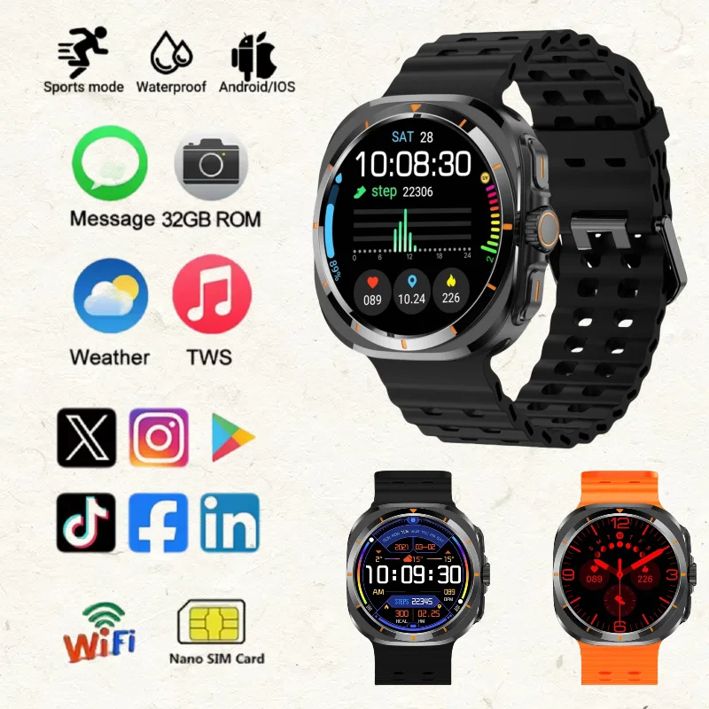 2025 New BW8 Smartwatch 4G Network Android1.51-inch Screen 400mAh Batter Google Play Pedometer Sleep Tracker SIM Card Support 1