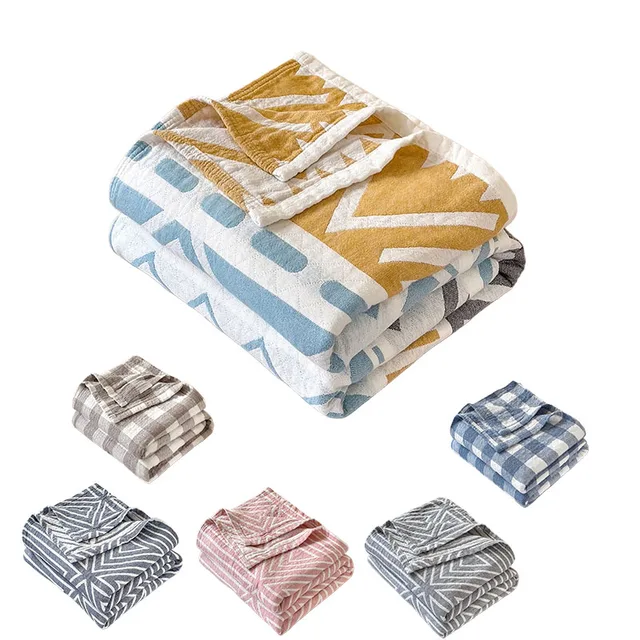 washed cotton towel quilt three-layer gauze thin summer cool quilt Skin-friendly breathable machine-wash nap blanket 2