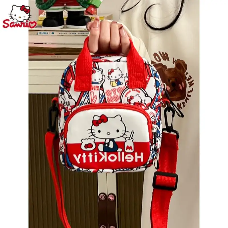 

Новинка 2024, милая сумка Hello Kitty Y2K, Sanrio, милый мультяшный повседневный рюкзак для студентов из аниме, сумка для хранения, женский рюкзак через плечо с сердцем, детский подарок