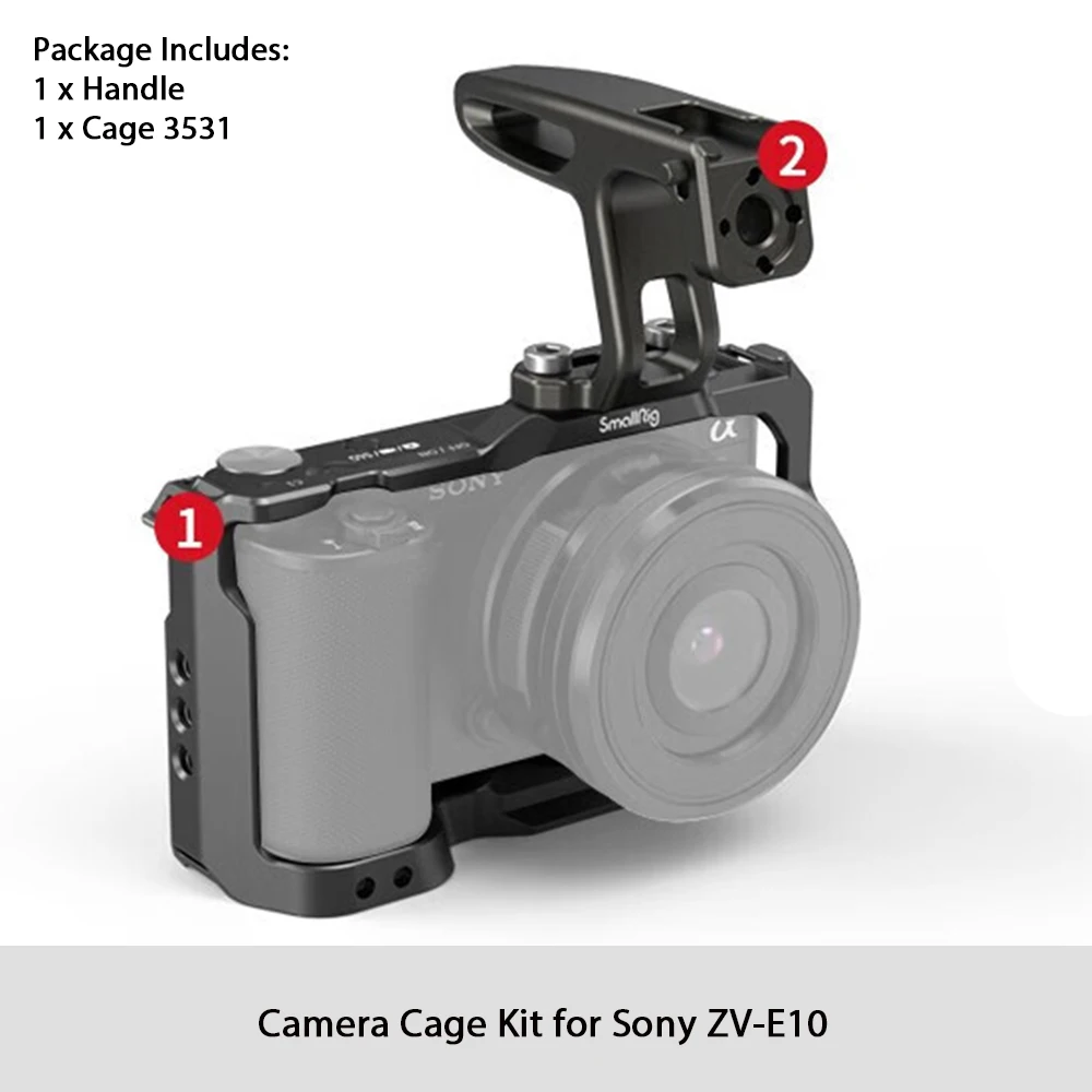SmallRig Camera Cage with Grip For Sony ZVE10 Extension Grip L