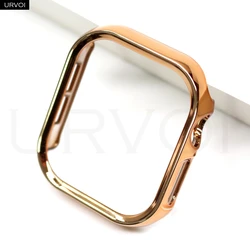 URVOI Electroplated Apple Watch Bumper Frame Case - Half Protector, Anti - Scratch PC Cover for 45mm Series 789 (Rose gold)