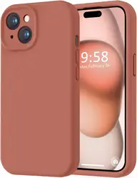 Premium Full Body Protective Phone Case - Liquid Silicone with Soft Microfiber Lining and Shockproof Design - iPhone 15 Pro Max (Caramel)