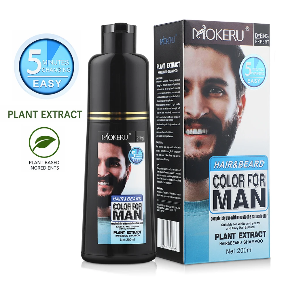 Natural Long-Lasting Permanent Beard Dye Shampoo