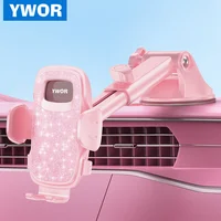 YWOR Pink Car Phone Holder 360° Rotation Phone Holders for Your Car Quick Release Adjustable Car Phone Mount Dashboard for iPhon