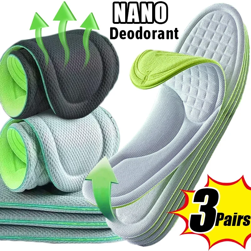 

2/6pcs Nano Memory Foam Insoles Carbon Antibacterial Deodorant Shoe Pads Men Women Sport Insole Sweat Absorption Running Cushion