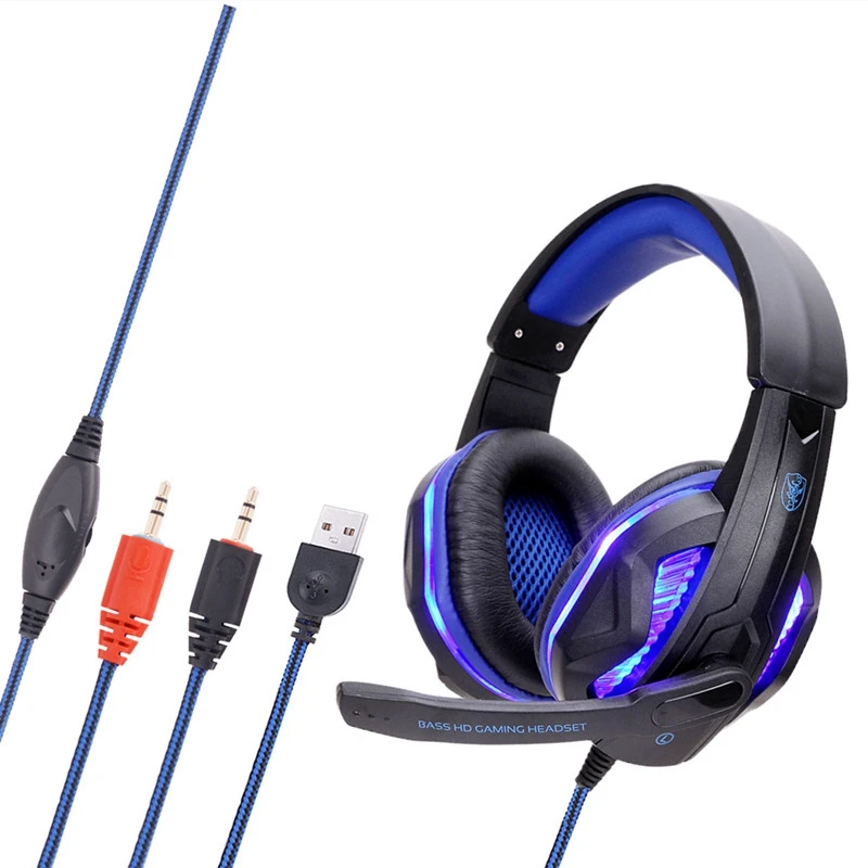 

LED Surround Stereo Gaming Headphones USB Headset 3.5mm with Microphone Stereo Music Earphones for PC Computer Mobile Phone