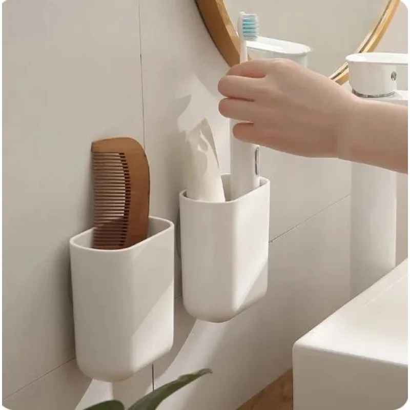 Bathroom waterproof wall-mounted toothbrush holder without punch Comb makeup brush plastic case household items 2