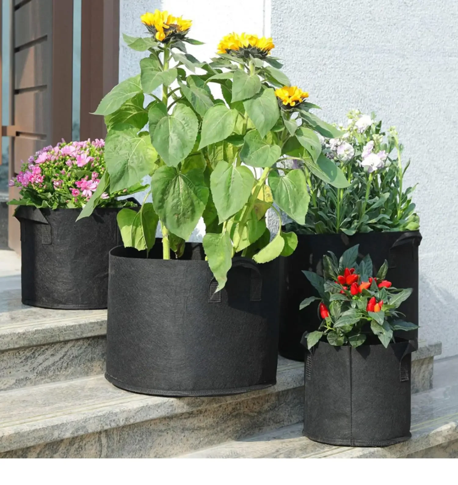 Plant Grow Bags 5-Pack Aeration Fabric Pots with Handles 3/4/5/7/30 Gallon