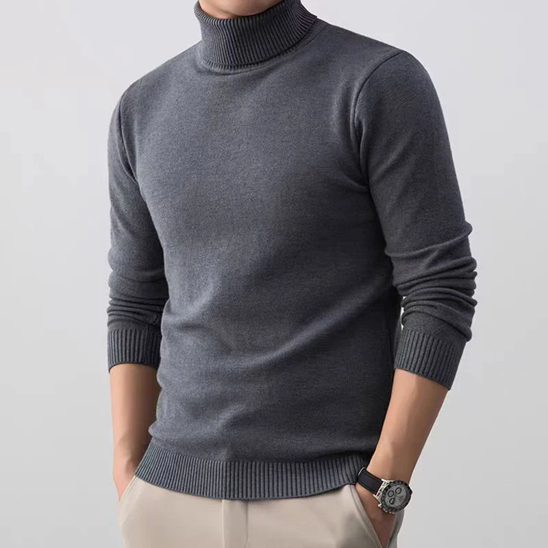 Autumn Mens Woolen Knitted Turtleneck Sweater Slim Long Sleeve Anti-pilling Pullover Outdoor Winter Warm Heavyweight Streetwear