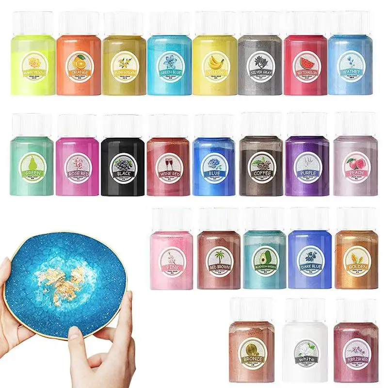 

Mica Pigment Powder Pearlescent Epoxy Resin Coloring Pigment Powder 24Pcs Candle Making Color Pigments For Nails Resin Dye Art