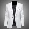 Men's Trendy Leisure Boutique Suit Jacket  Autumn Casual Business Slim Fit Non-ironing Single Button Suit Solid Formal Blouse 2