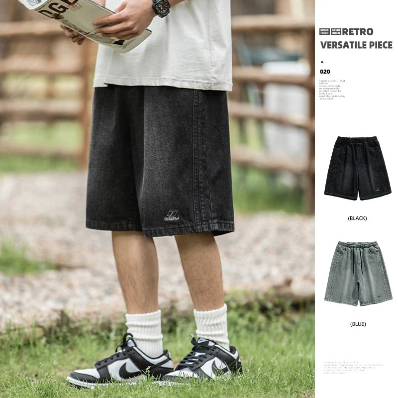 TFETTERS 브랜드 남성용 청바지 반바지, 헐렁한 빈티지 일본 카고 반바지, 캐주얼 관광 패션 남성 의류, 2024 여름 신상