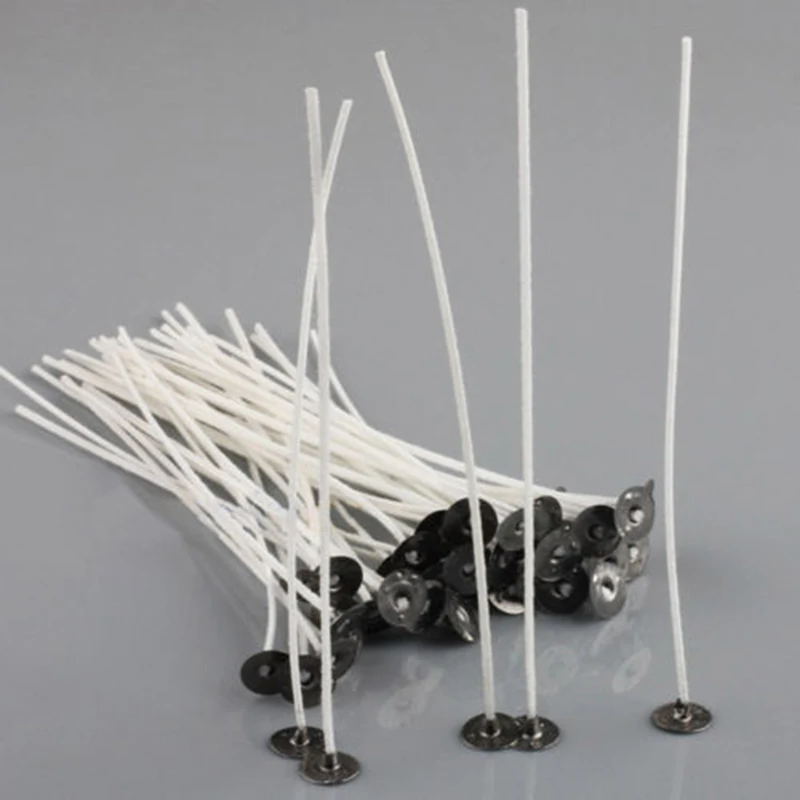 Candle Wick 30pcs Cotton Core Smokeless Wax Pure Cotton Core Pre Waxed W/ Sustainers For Candle Making DIY 30x10cm