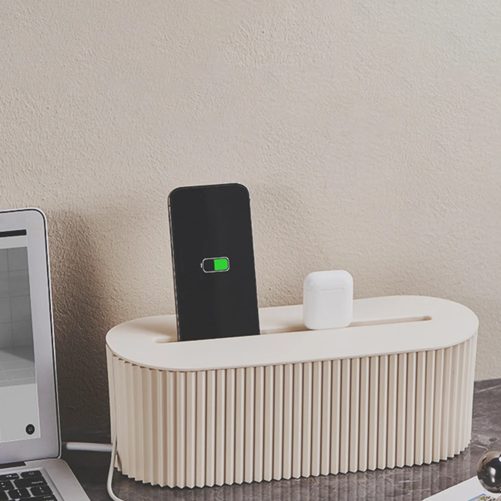 Cable Tidy Box Desktop Cord Organizer Large Capacity Power Stripe Organizer Cord Safety Storage Box for Hiding Messy Cables