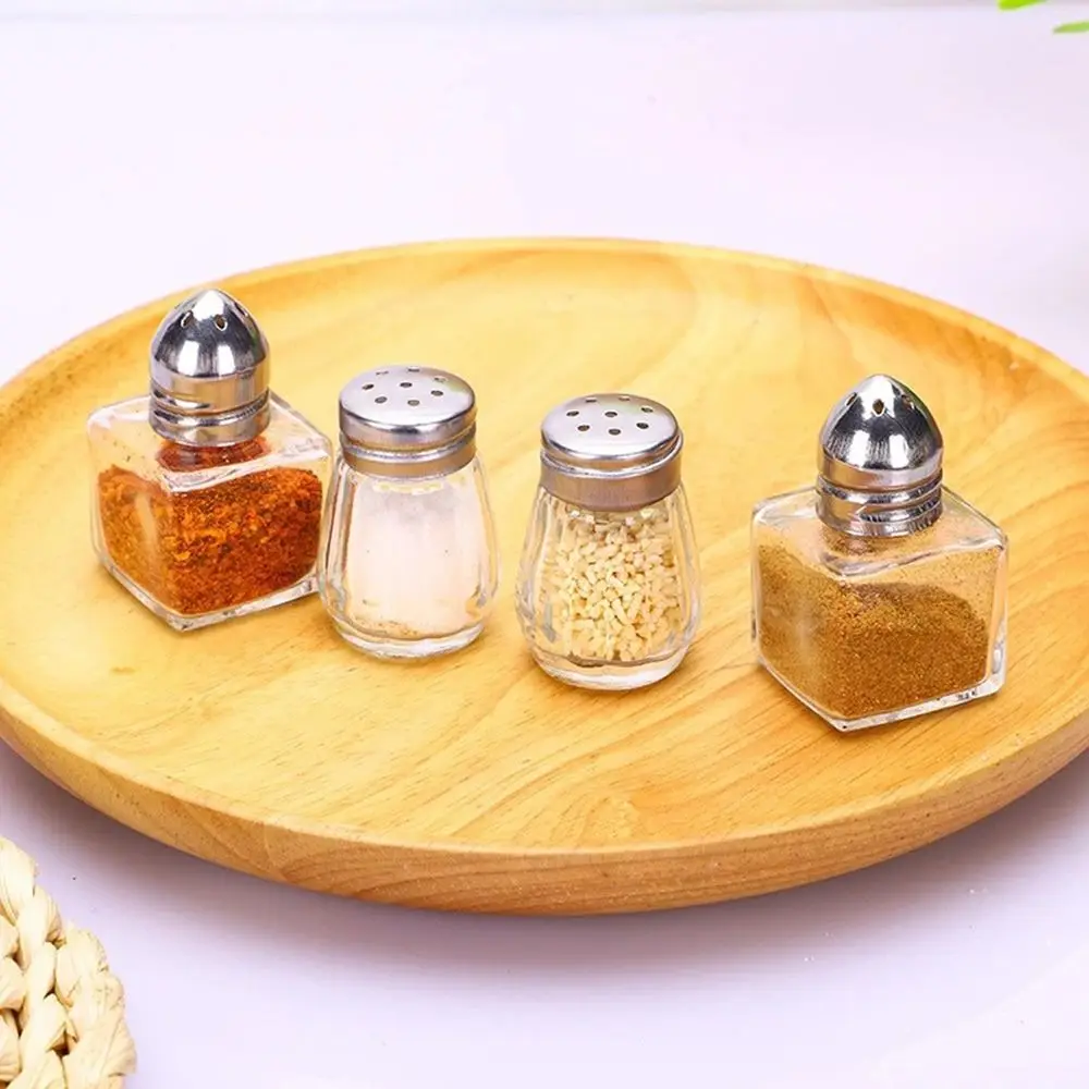 New Mini Seasoning Bottle Transparent Glass Spice Jars with Lid Durable BBQ Salt Jar Storage Bottle Kitchen Cooking Tool