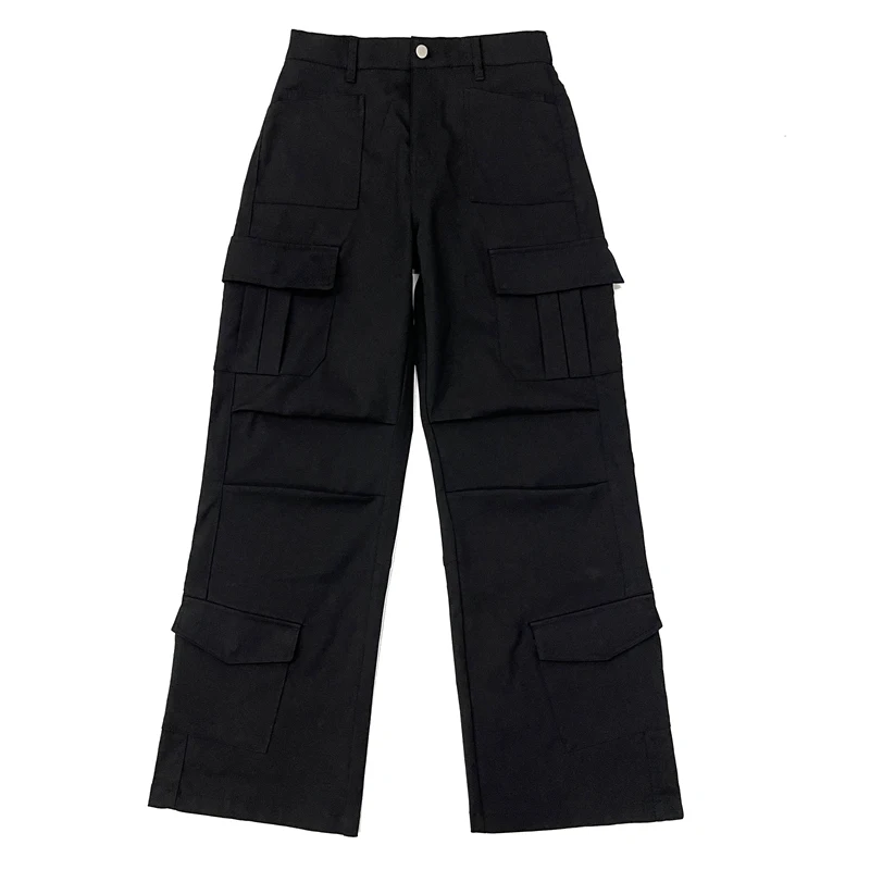 High Street Multi Pocket Workwear Pants Men's and Women's Loose Straight Tube Casual Pants Western Trousers Trendy Pants