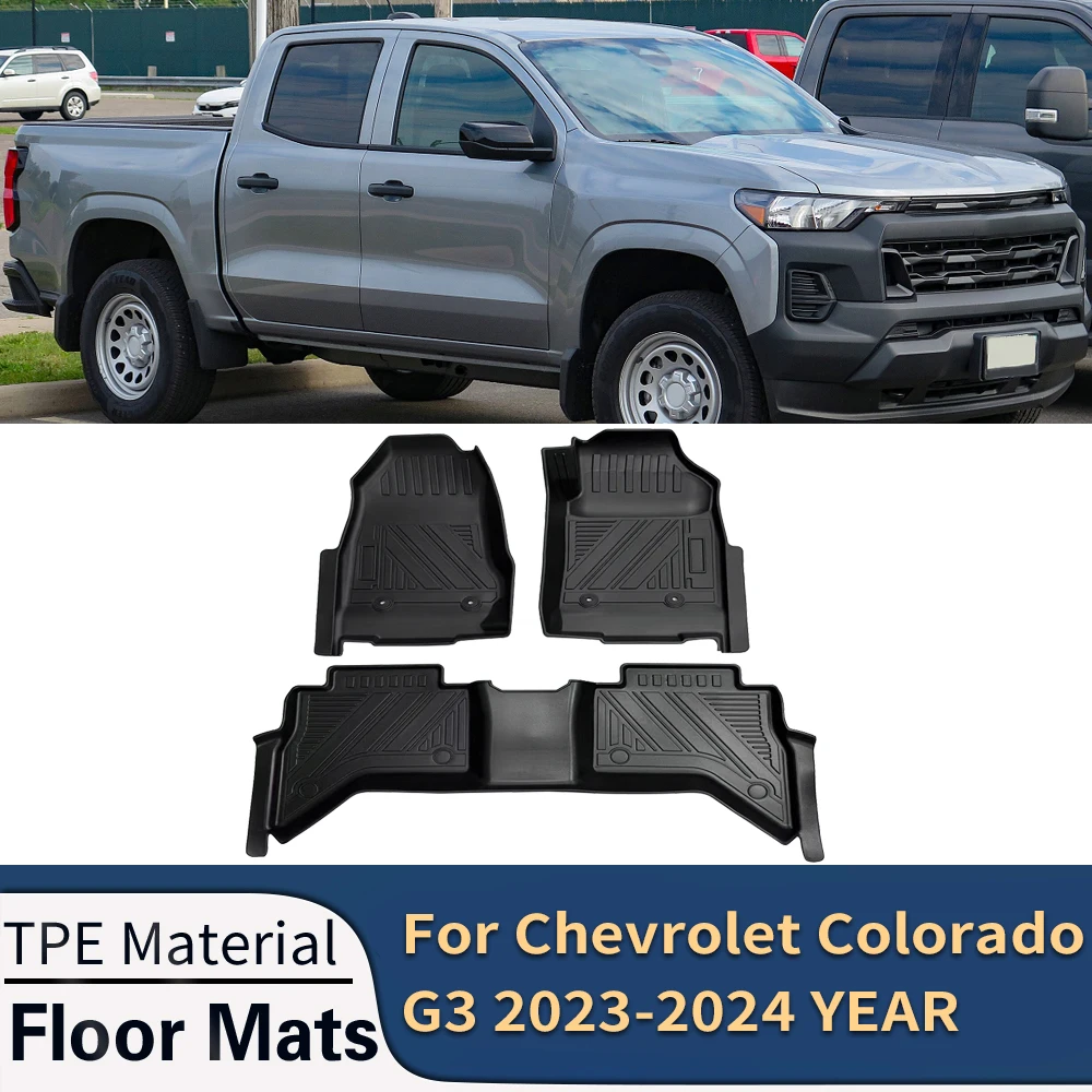 

For Chevrolet Colorado G3 2023-2024 Auto Car Floor Mats All-Weather TPE Foot Mats Odorless Pad Waterproof Tray Mat Interior