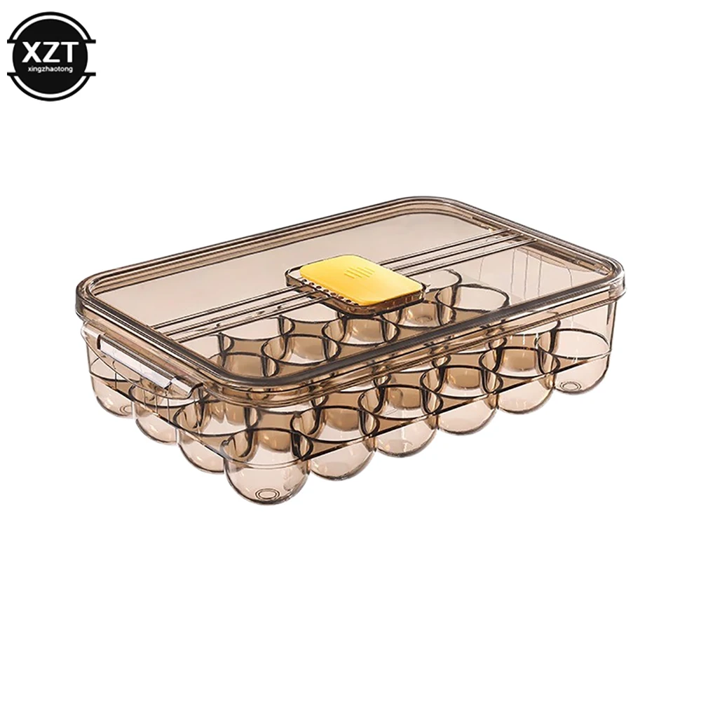 24 Grids Egg Holder Stackable Storage Box Kitchen Fridge Organizer With Sealing Cover Dust-proof Fresh-keeping For Storing Eggs